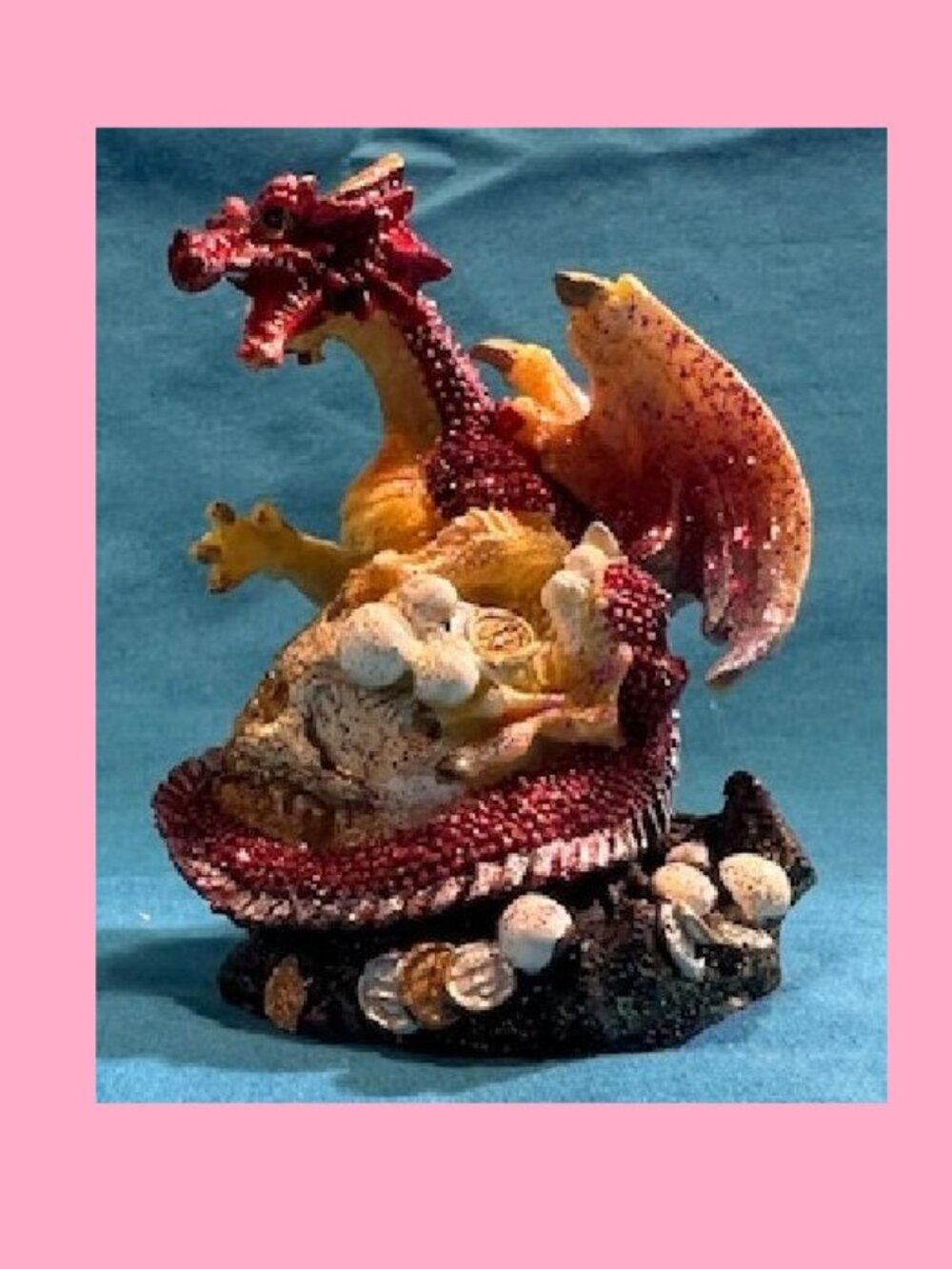 Pink Miniature Dragon Figurine 3 1/2" tall Pink Medieval Fantasy 0154-PDK95